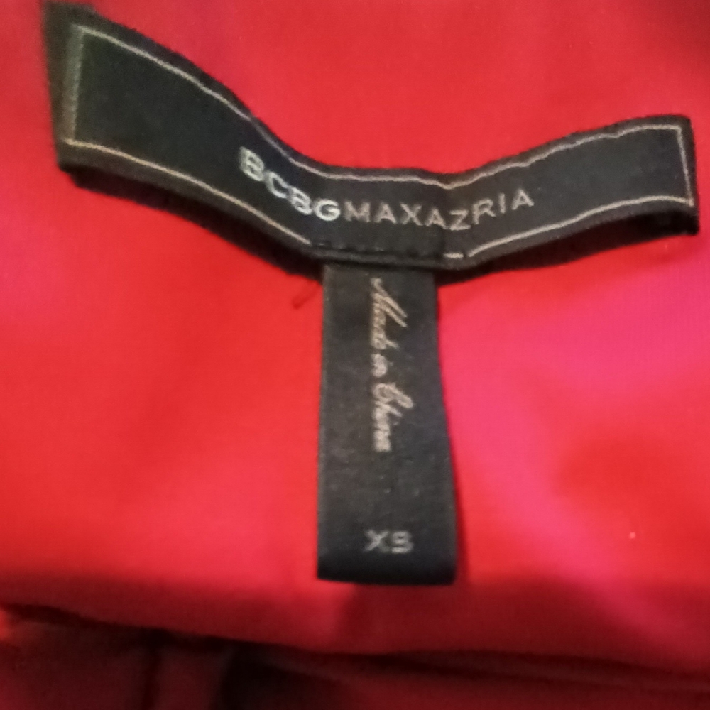 BCBG Maxazria Quenby Red Maxi gown with rouching and black lace. XS - Picture 9 of 10